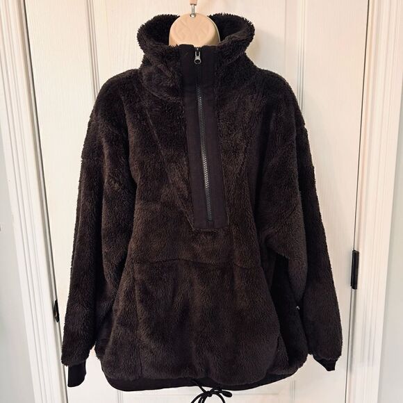 JOY LAB Soft & Cozy 1/4 Zip Black Fleece Drawstring Bottom Pullover! - Picture 7 of 7